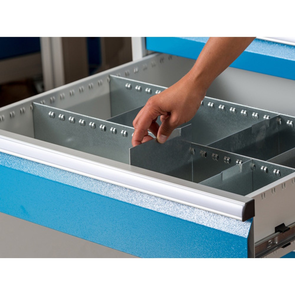 Immagine del prodotto n. 3: Divisorio per cassetti in metallo per banchi da lavoro in serie Bedrunka+Hirth, per altezza frontale 150 mm, 4 scomparti