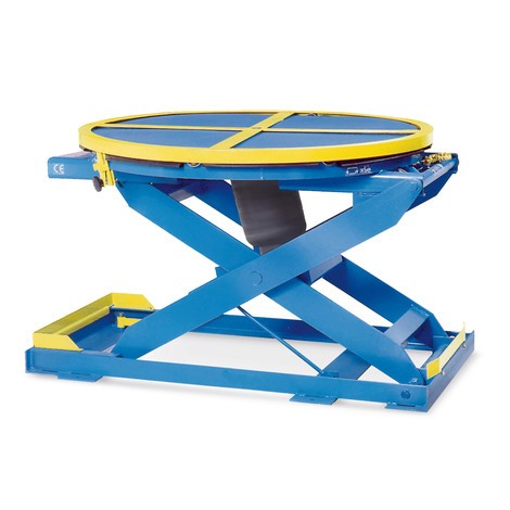 Posizionatore di pallet a pantografo ad aria compressa con piattaforma girevole