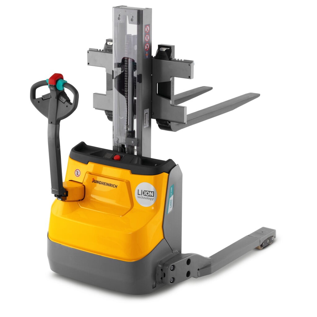 Jungheinrich stoccatore elettrico EJC 110bi E, montante singolo, altezza di sollevamento 1.230 mm, portata 1.000 kg, idraulico proporzionale, distanza tra le razze di 891 mm Immagine del prodotto n. 5: Jungheinrich stoccatore elettrico EJC 110bi E, montante singolo, altezza di sollevamento 1.230 mm, portata 1.000 kg, idraulico proporzionale, distanza tra le razze di 891 mm