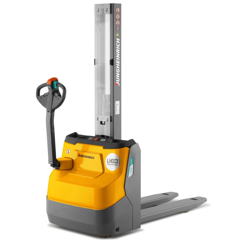 Jungheinrich stoccatore elettrico EJC 110i E, montante singolo, altezza di sollevamento 1.290 mm, portata 1.000 kg, idraulico proporzionale Immagine del prodotto n. 1: Jungheinrich stoccatore elettrico EJC 110i E, montante singolo, altezza di sollevamento 1.290 mm, portata 1.000 kg, idraulico proporzionale