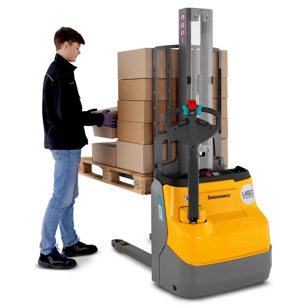 Jungheinrich stoccatore elettrico EJC 110i E, montante singolo, altezza di sollevamento 1.290 mm, portata 1.000 kg, idraulico proporzionale Immagine del prodotto n. 6: Jungheinrich stoccatore elettrico EJC 110i E, montante singolo, altezza di sollevamento 1.290 mm, portata 1.000 kg, idraulico proporzionale