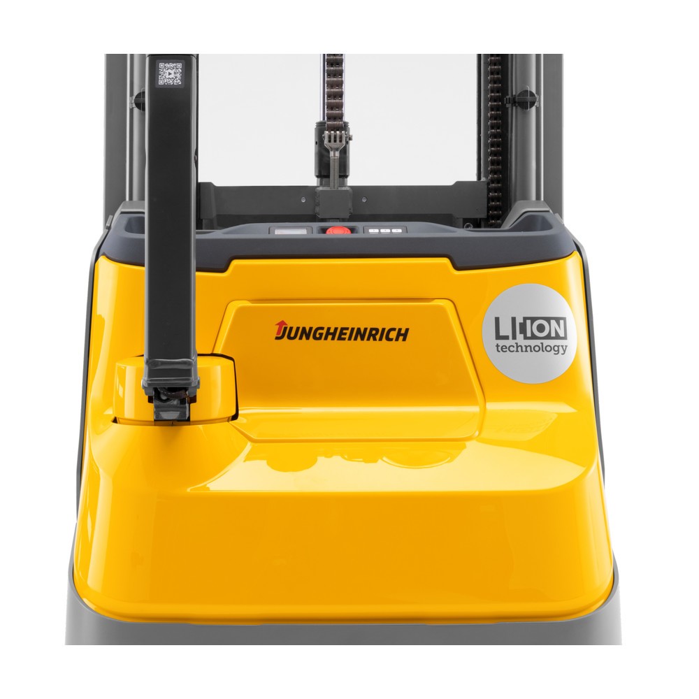Immagine del prodotto n. 2: Elevatore elettrico Jungheinrich EJC 110zi ZT, doppio montante telescopico, altezza di sollevamento 2.590 mm, portata 1.000 kg, impianto idraulico proporzionale, doppia funzione di stoccaggio