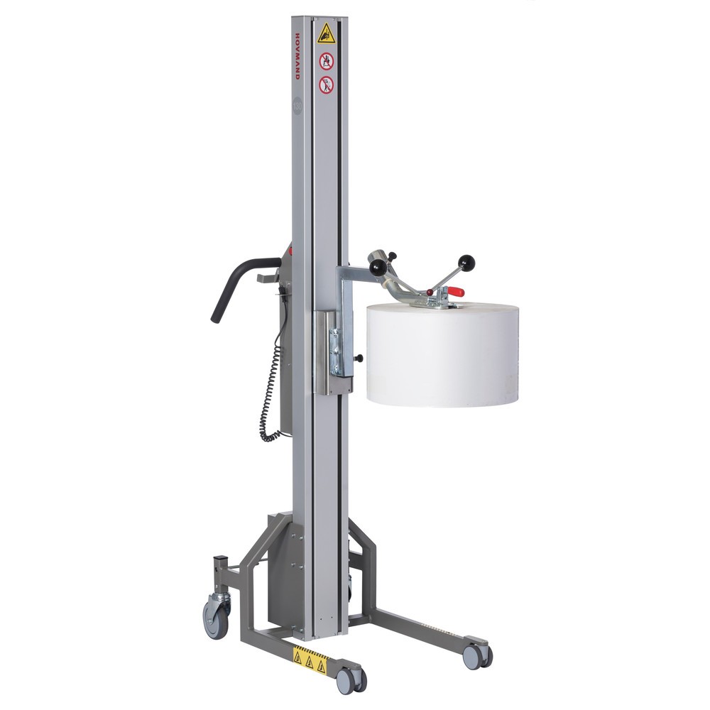 Immagine del prodotto n. 1: Elevatore HOVMAND con manipolatore rotoli per rotoli fino a 40 kg, altezza di sollevamento 1.642 mm, portata 130 kg