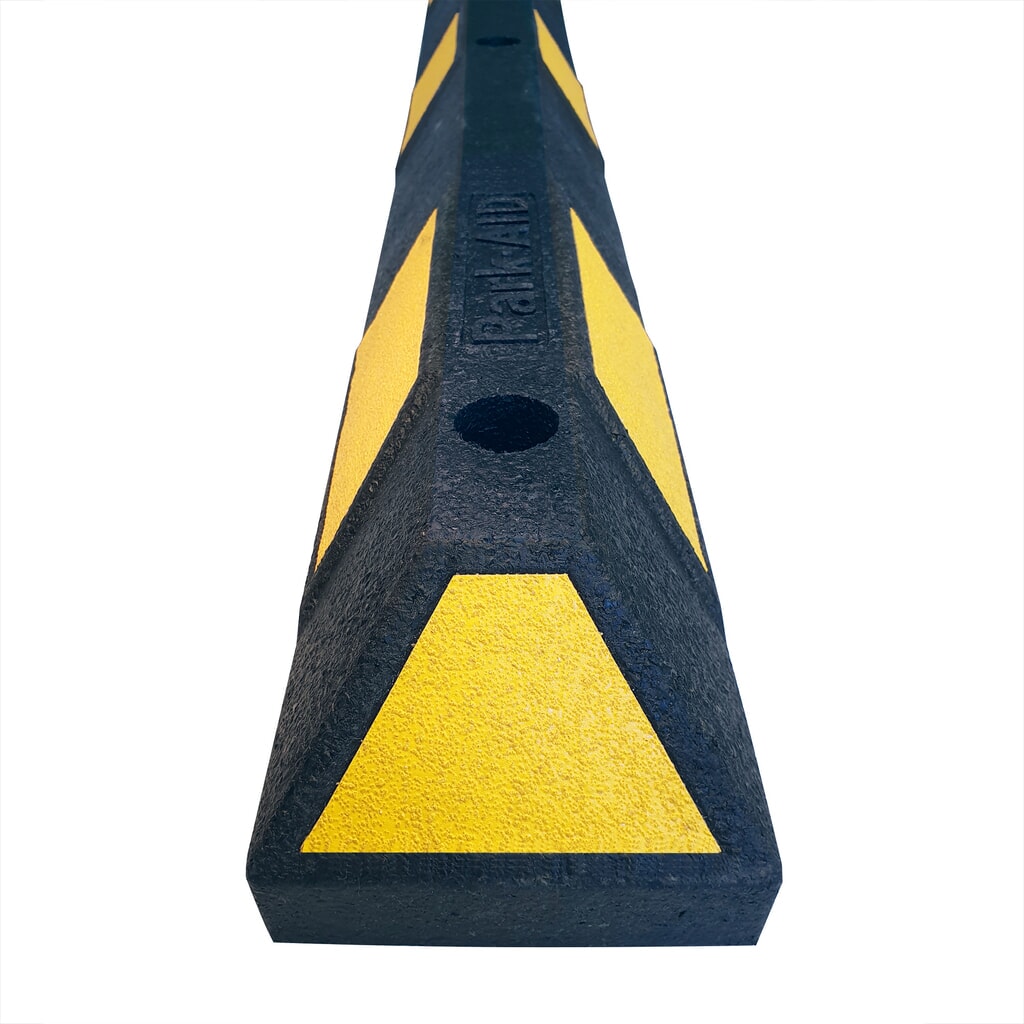 Immagine del prodotto n. 2: Fermaruote MORAVIA Park-AID®, nero con strisce riflettenti gialle, larghezza 900 mm