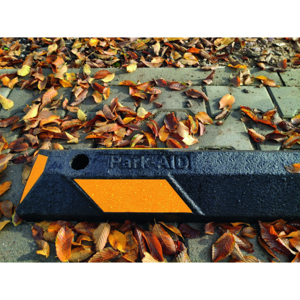 Immagine del prodotto n. 4: Park-Aid® fermo ruota nero con nastro riflettente giallo, larghezza 900mm