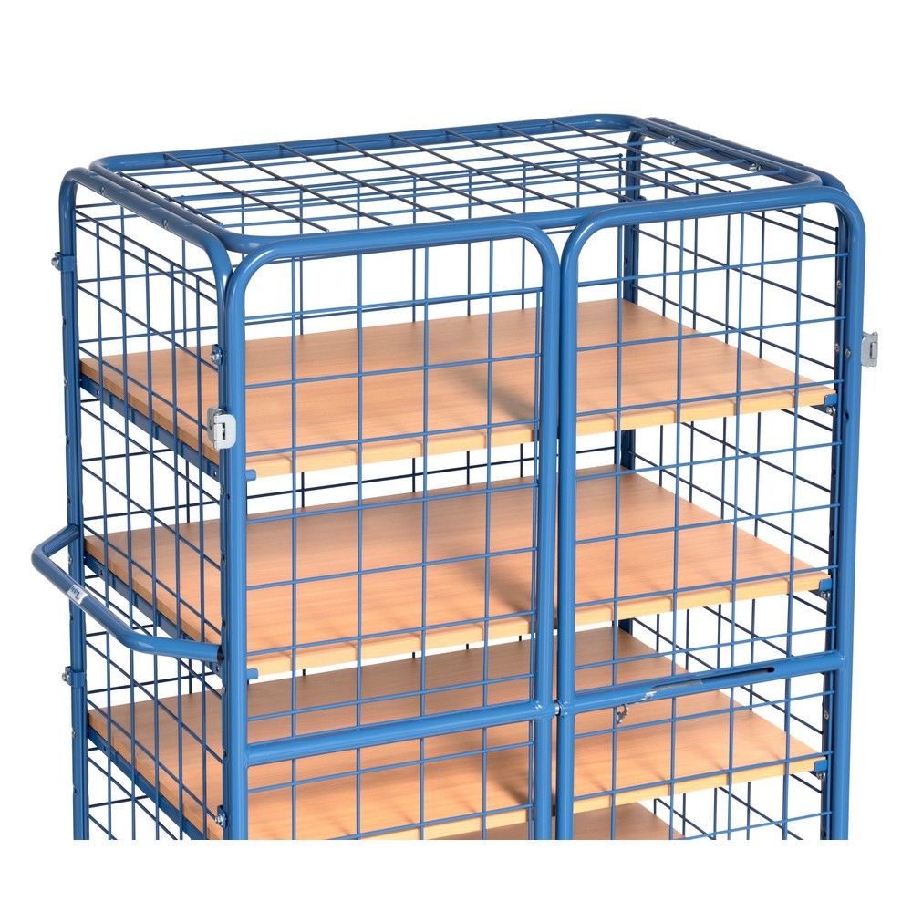 Immagine del prodotto n. 3: fetra® Carrello armadio, capacità di carico 600kg, pareti in rete, con doppio sportello basculante, 5 ripiani da 1.000 x 600 mm