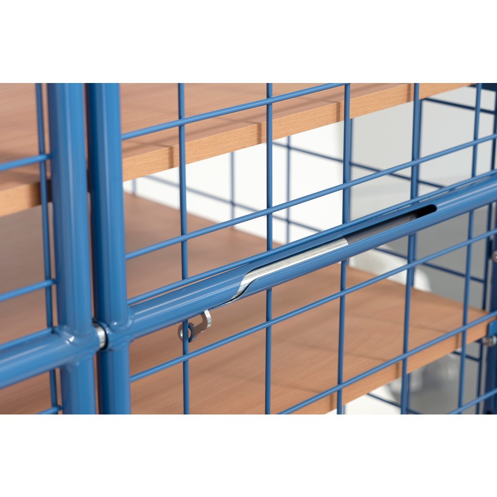 Immagine del prodotto n. 4: fetra® Carrello armadio, capacità di carico 600kg, pareti in rete, con doppio sportello basculante, 5 ripiani da 1.000 x 600 mm