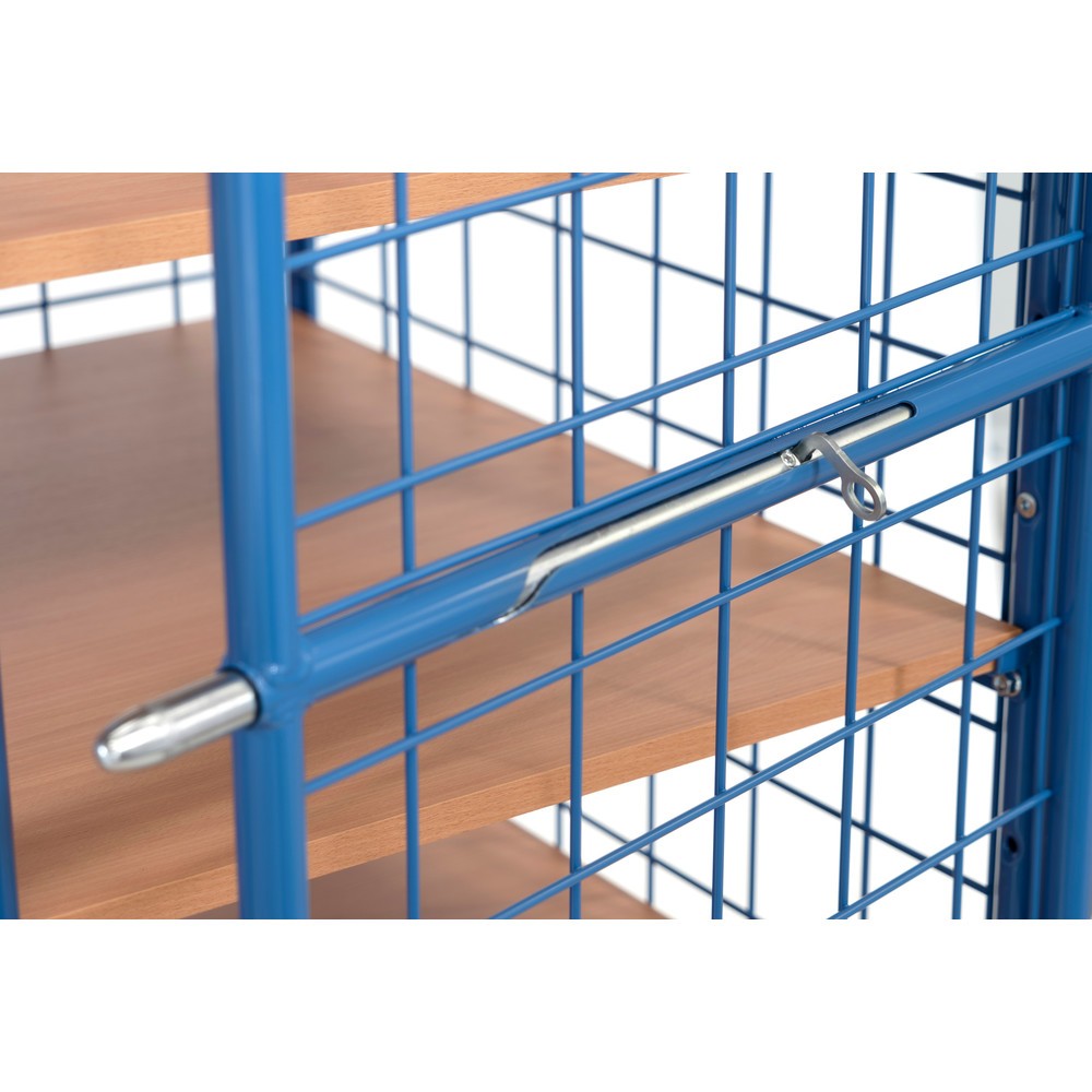 Immagine del prodotto n. 5: fetra® Carrello armadio, capacità di carico 600kg, pareti in rete, con doppio sportello basculante, 5 ripiani da 1.000 x 600 mm