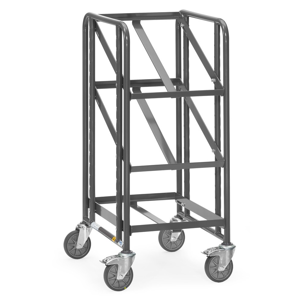 Immagine del prodotto: fetra® carrello da pavimento ESD Eurobox, capacità di carico 250 kg, 3 zone di carico 410 x 610 mm, senza ripiani