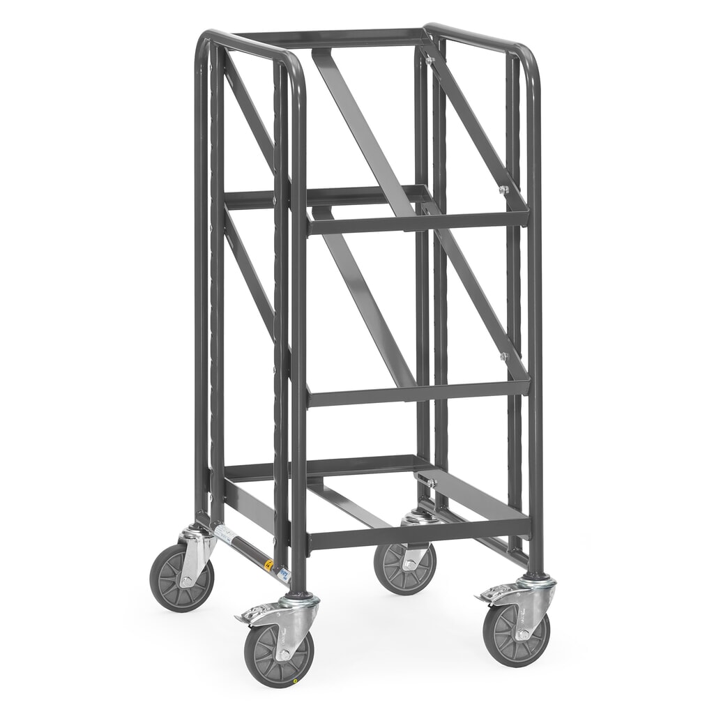 Immagine del prodotto: fetra® carrello da pavimento ESD Eurobox, capacità di carico 250 kg, 3 zone di carico 410 x 610 mm, senza ripiani