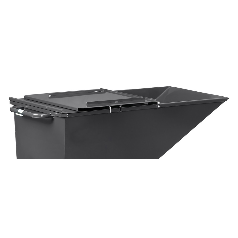 Immagine del prodotto n. 2: Coperchio pieghevole per mezzo ribaltatore fetra®, con ruote, grigio antracite, 0,45 m³