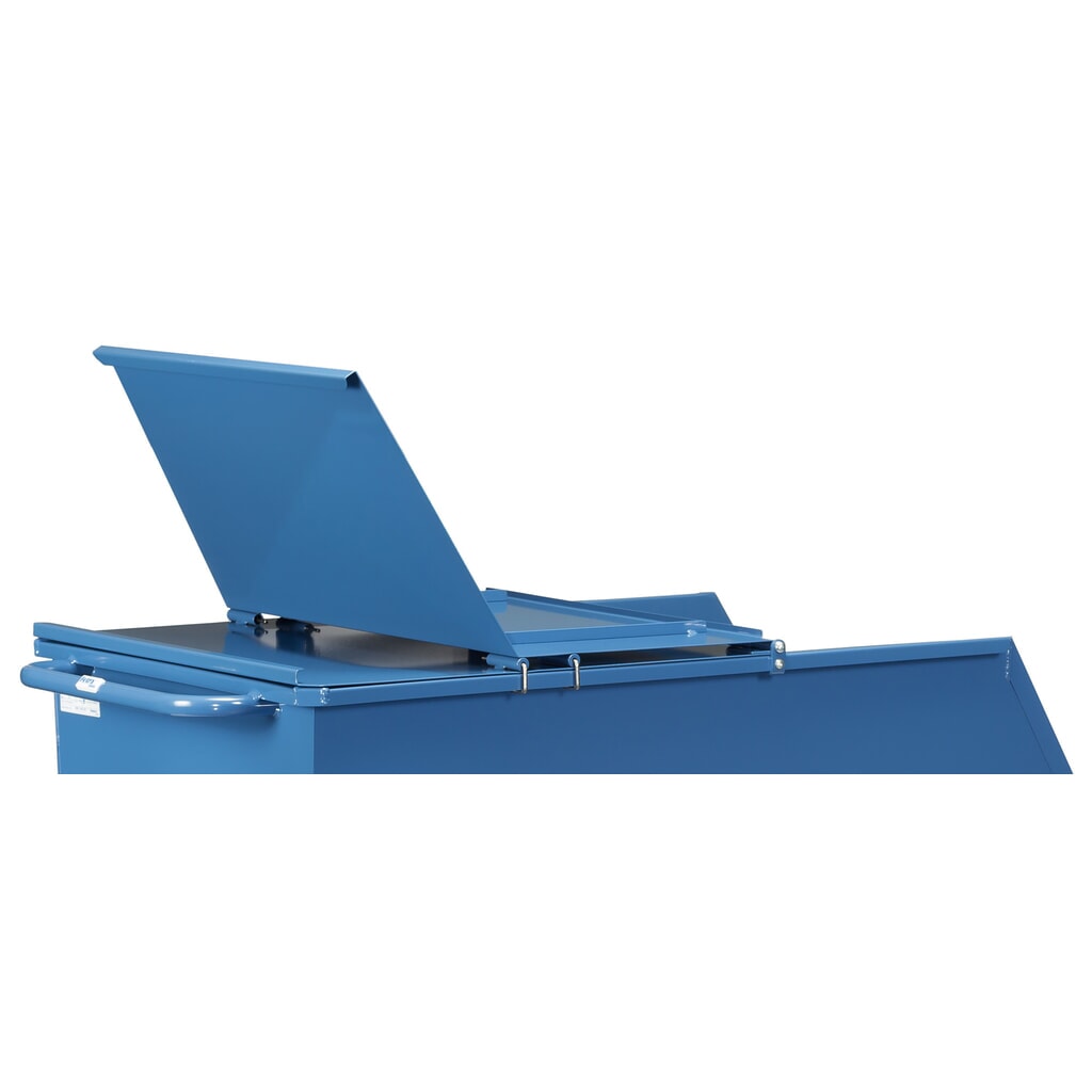 Coperchio pieghevole per mezzo ribaltatore fetra®, con ruote, blu, 0,45 m³ Immagine del prodotto n. 3: Coperchio pieghevole per mezzo ribaltatore fetra®, con ruote, blu, 0,45 m³