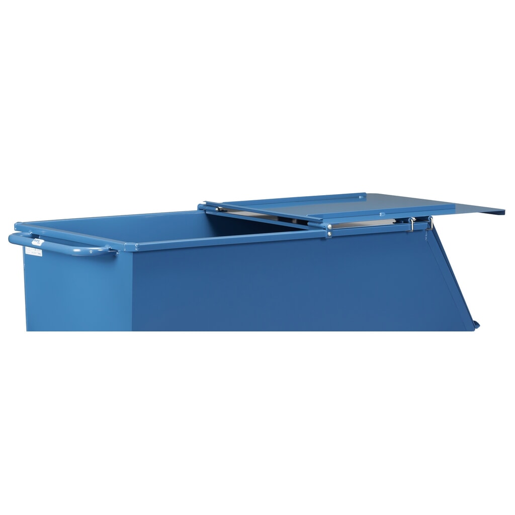 Coperchio pieghevole per mezzo ribaltatore fetra®, con ruote, blu, 0,45 m³ Immagine del prodotto n. 4: Coperchio pieghevole per mezzo ribaltatore fetra®, con ruote, blu, 0,45 m³