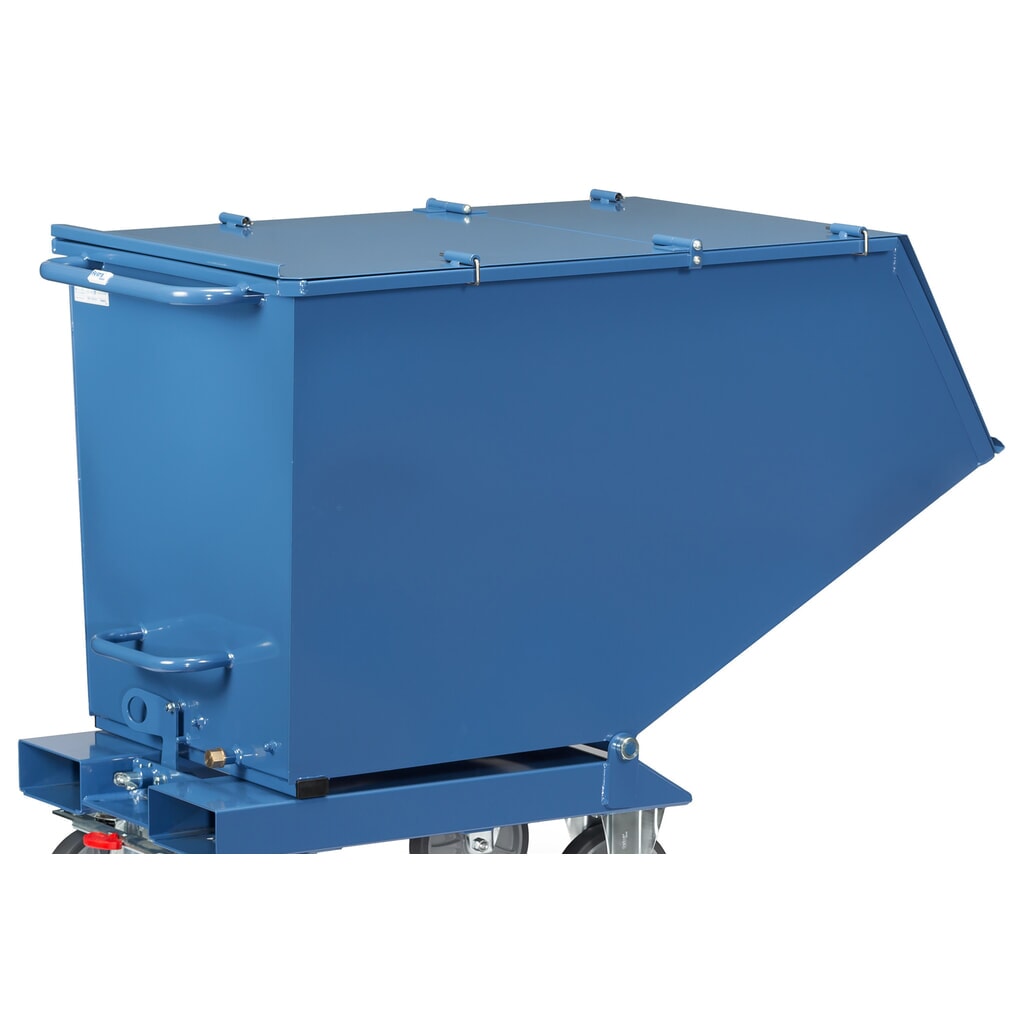 Coperchio pieghevole per mezzo ribaltatore fetra®, con ruote, blu, 0,45 m³ Immagine del prodotto: Coperchio pieghevole per mezzo ribaltatore fetra®, con ruote, blu, 0,45 m³
