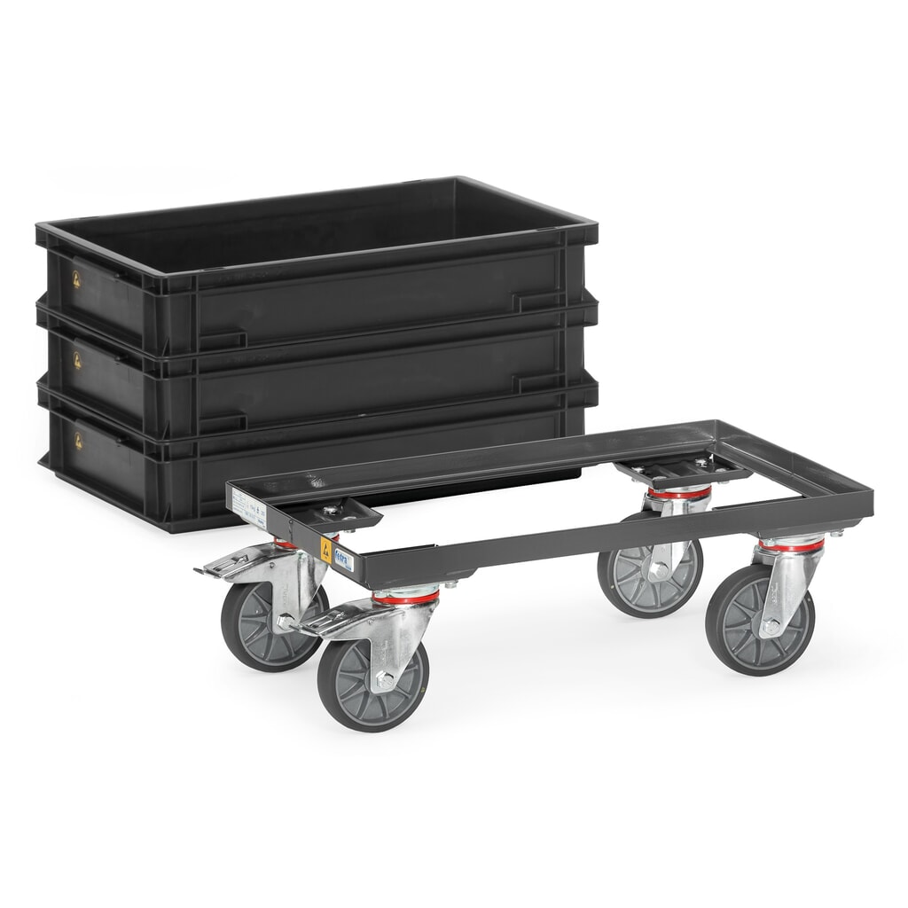 fetra® Rullo ESD Eurobox, capacità di carico 250 kg, superficie di carico 405 x 605 mm, senza base Immagine del prodotto n. 3: fetra® Rullo ESD Eurobox, capacità di carico 250 kg, superficie di carico 405 x 605 mm, senza base