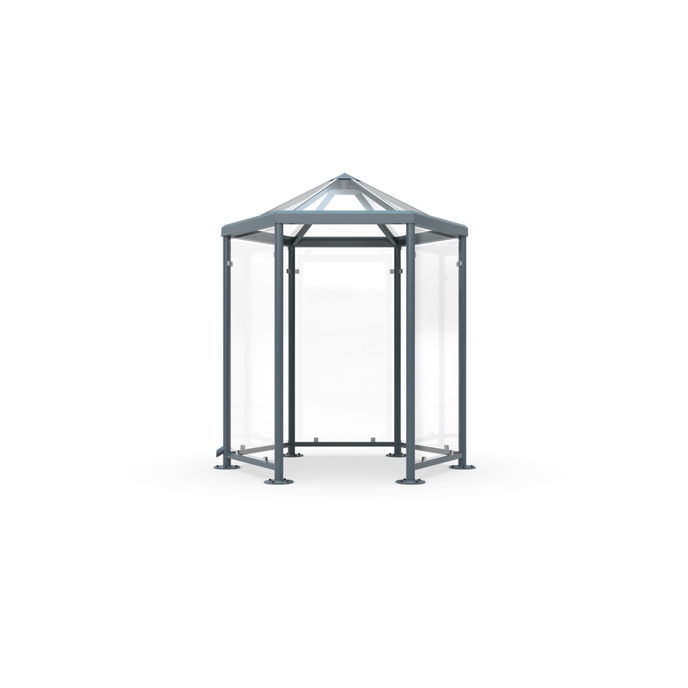 Immagine del prodotto: Gazebo affumicatore con tettuccio spiovente, senza pareti laterali, esagonale, marrone mogano