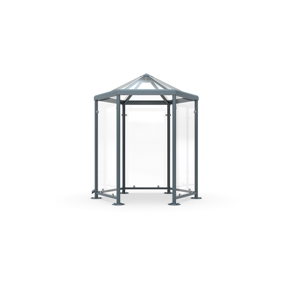 Immagine del prodotto: Gazebo affumicatore con tettuccio spiovente, senza pareti laterali, esagonale, marrone mogano