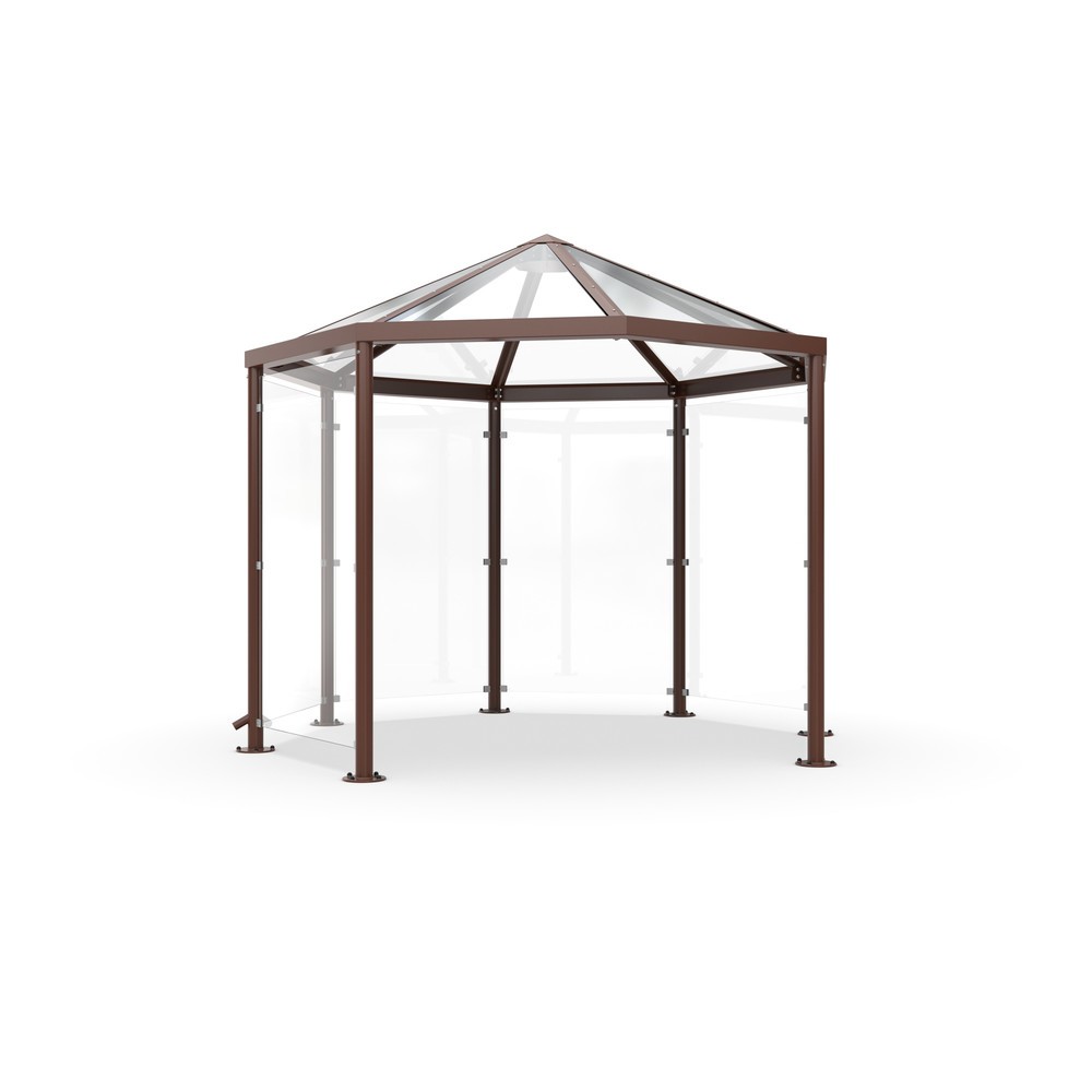 Immagine del prodotto: Gazebo per fumatori con tettuccio spiovente, senza pareti laterali, ottagonale, marrone mogano