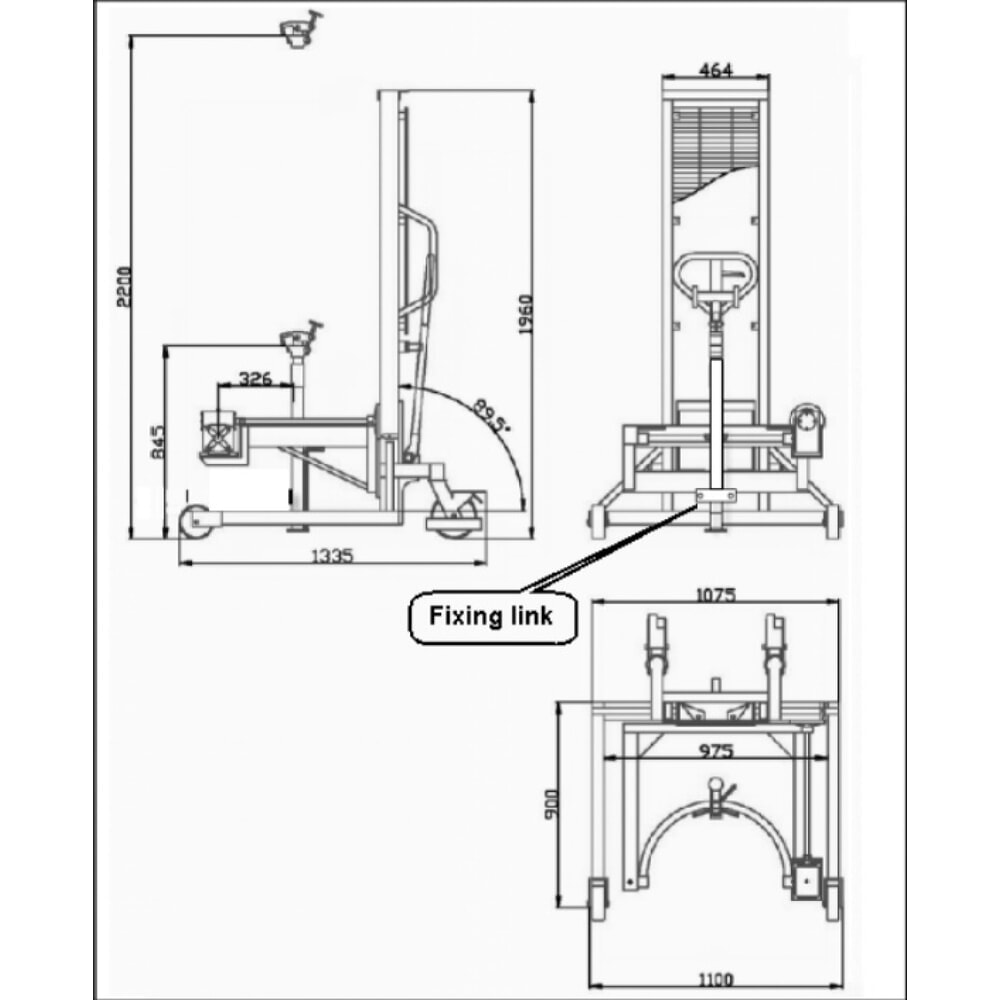 Immagine del prodotto n. 3: Girafusti da 180°, portata 350 kg, sollevamento a timone, altezza di sollevamento 0-1.300 mm