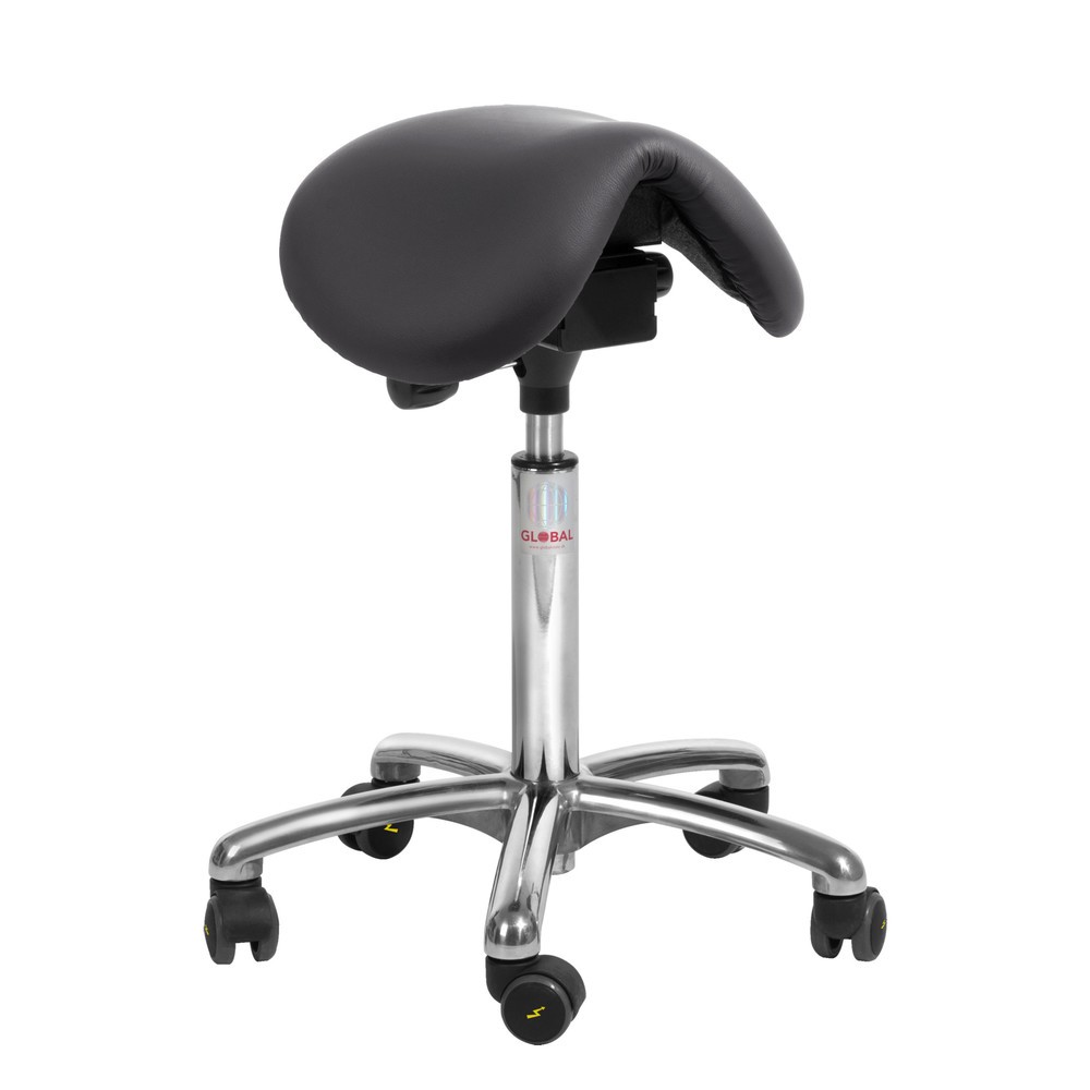 Immagine del prodotto: Sgabello a sella ESD Global Stole A/S Dalton Easy seat Alu50, ruote ESD, nero