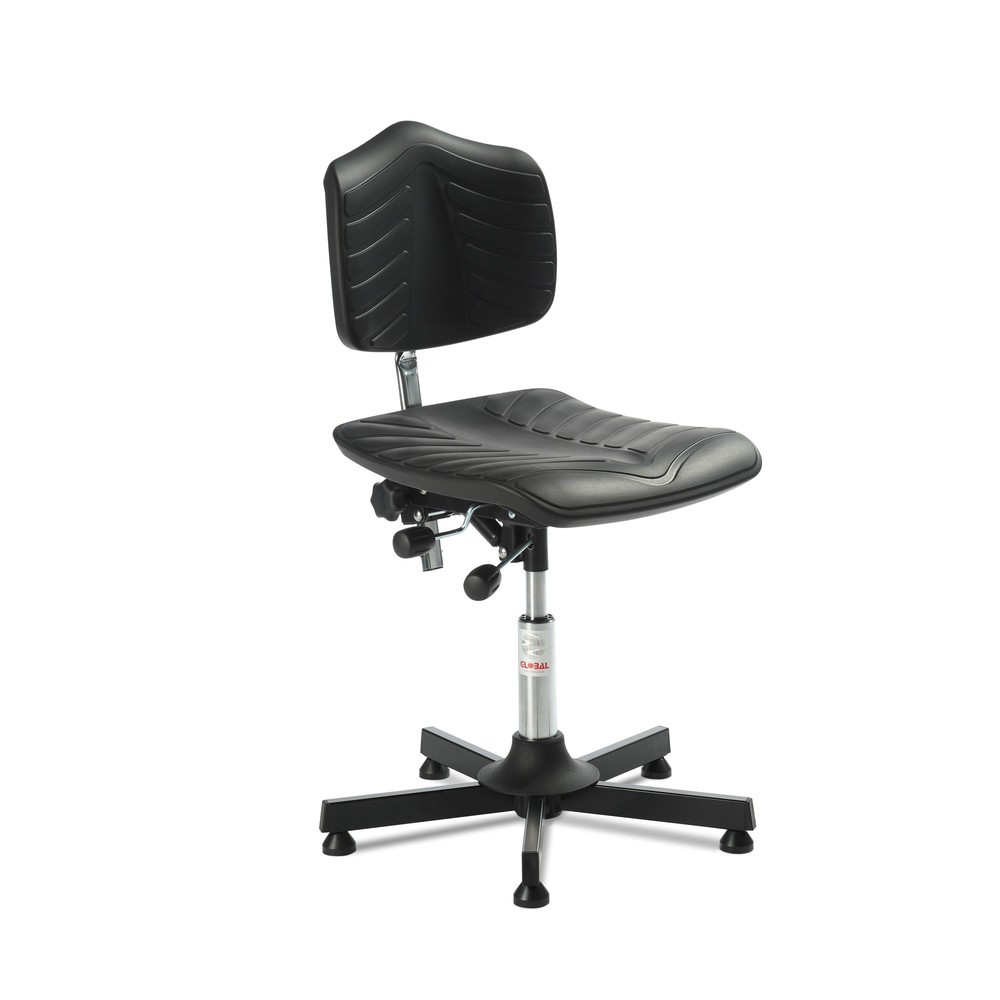 Immagine del prodotto: Global Stole A/S Sedia girevole da lavoro Premium, sedile sagomato in PU super soft, altezza seduta  520-650 mm, piedini, base in acciaio