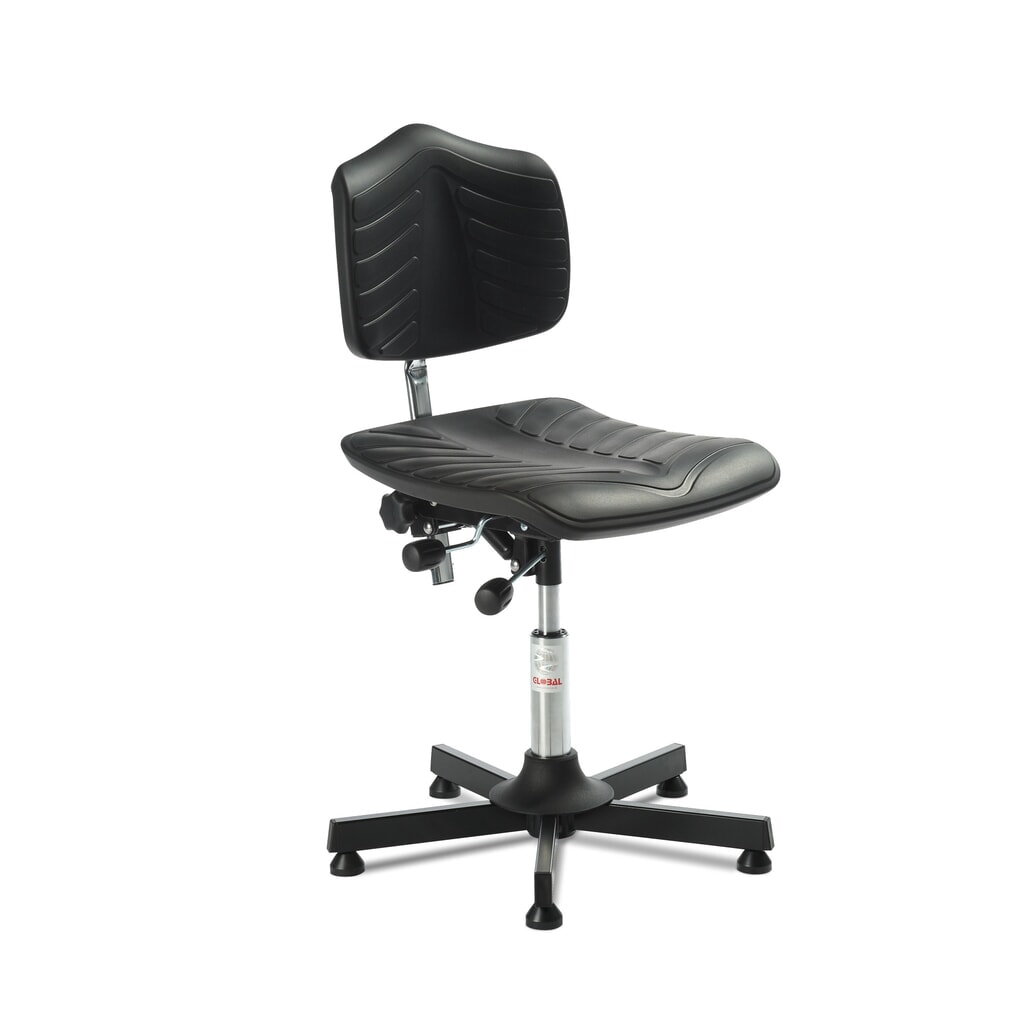 Immagine del prodotto: Global Stole A/S Sedia girevole da lavoro Premium, sedile sagomato in PU super soft, altezza seduta  520-650 mm, piedini, base in acciaio