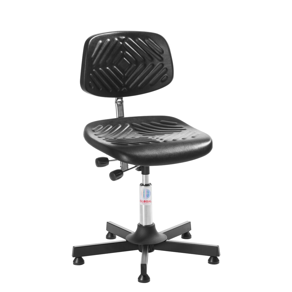 Immagine del prodotto: Global Stole A/S Sedia girevole da lavoro Prestige, sedile sagomato in PU extra resistente, altezza seduta 520-650 mm, piedini, base in acciaio