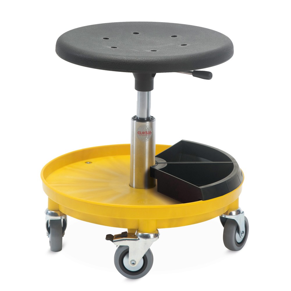Immagine del prodotto: Global Stole A/S Sgabello Assembly con 2 ripiani per minuterie, altezza seduta 370-500 mm, ruote, rosso