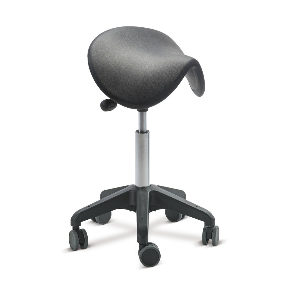 Immagine del prodotto: Global Stole A/S Sgabello Ergonomic, sedile a sella in PU, altezza seduta 480-550 mm, ruote, nero