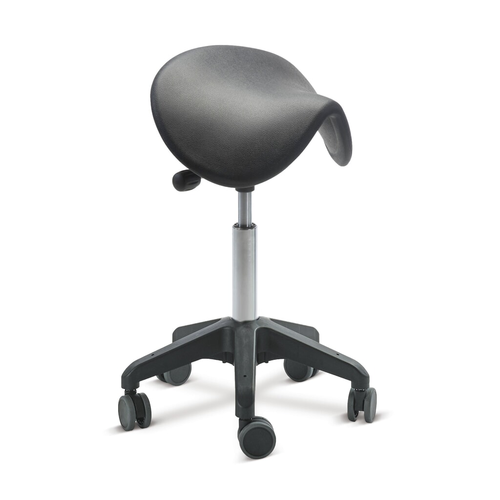 Immagine del prodotto: Global Stole A/S Sgabello Ergonomic, sedile a sella in PU, altezza seduta 480-550 mm, ruote, nero