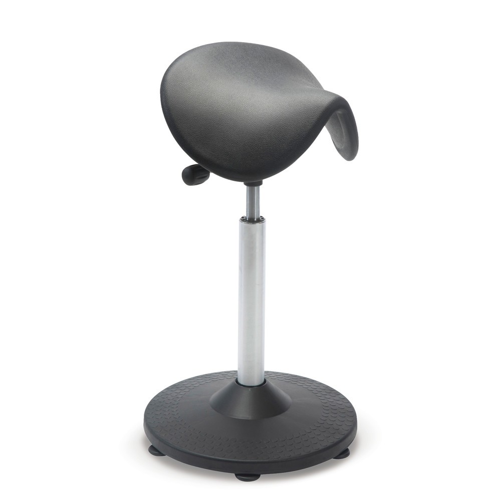 Immagine del prodotto n. 1: Global Stole A/S Sgabello Ergonomic, sedile a sella in PU, altezza seduta 620-800 mm, inclinazione del sedile regolabile, base a trombetta, piedini, nero