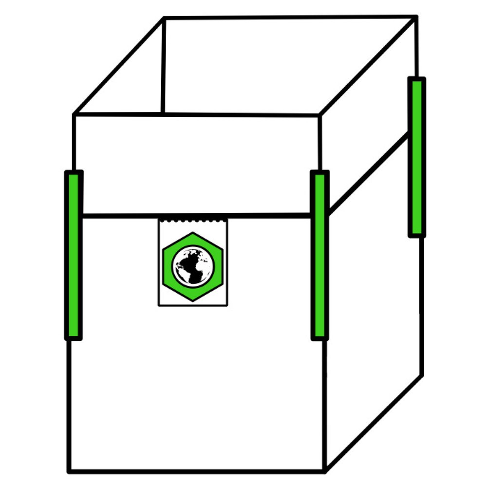 Immagine del prodotto: Big Bag Sacco per trasporto, 4 passanti, fascia paraurti, rivestito, portata 1.250 kg, stampa su 4 lato, 300 pz/SU