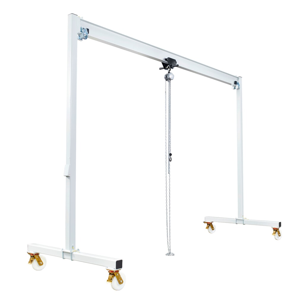 Immagine del prodotto: Gru a portale VETTER® incl. paranco a ruota cilindrica con carrello a spinta manuale, mobile, larghezza libera 3 m, portata 250 kg