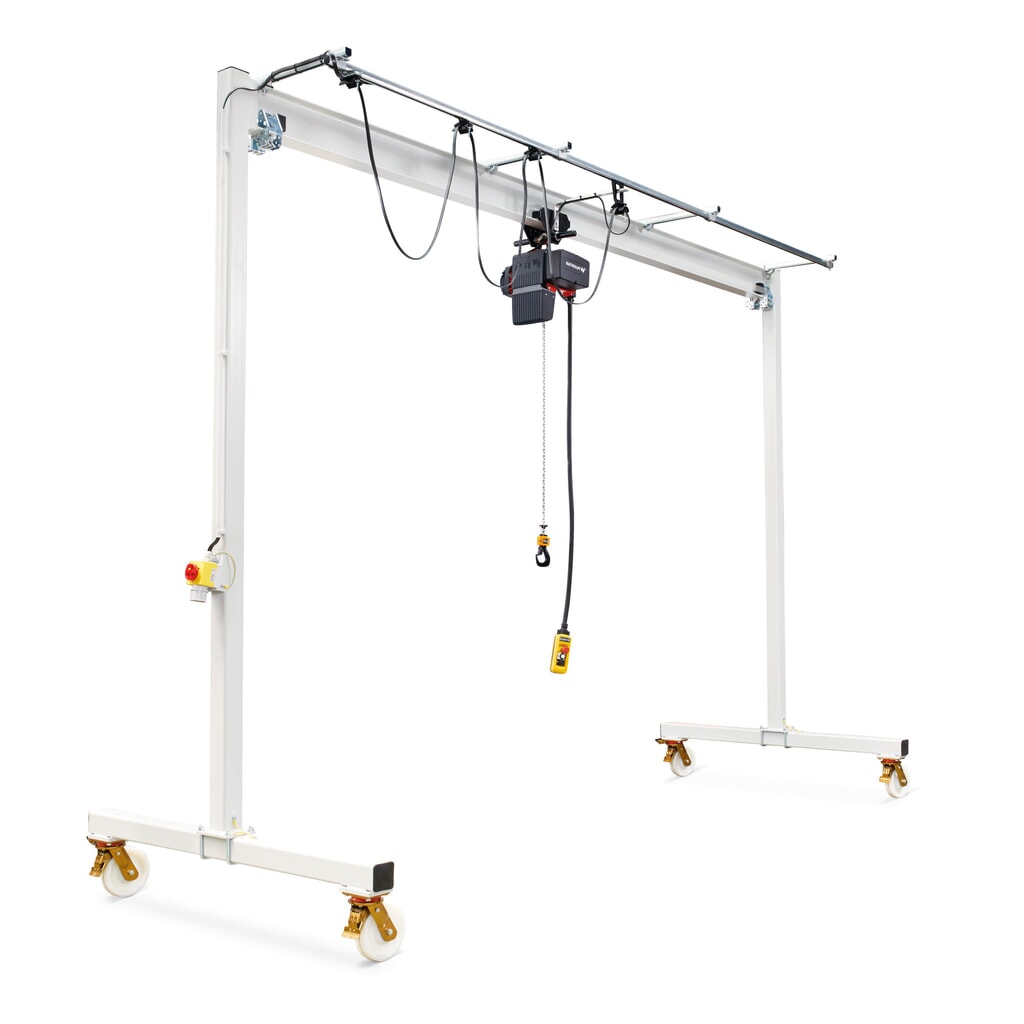 Gru a portale VETTER® incl. paranco elettrico a catena LIFTKET con carrello a spinta manuale, mobile, larghezza libera 3 m, portata 250 kg Immagine del prodotto: Gru a portale VETTER® incl. paranco elettrico a catena LIFTKET con carrello a spinta manuale, mobile, larghezza libera 3 m, portata 250 kg