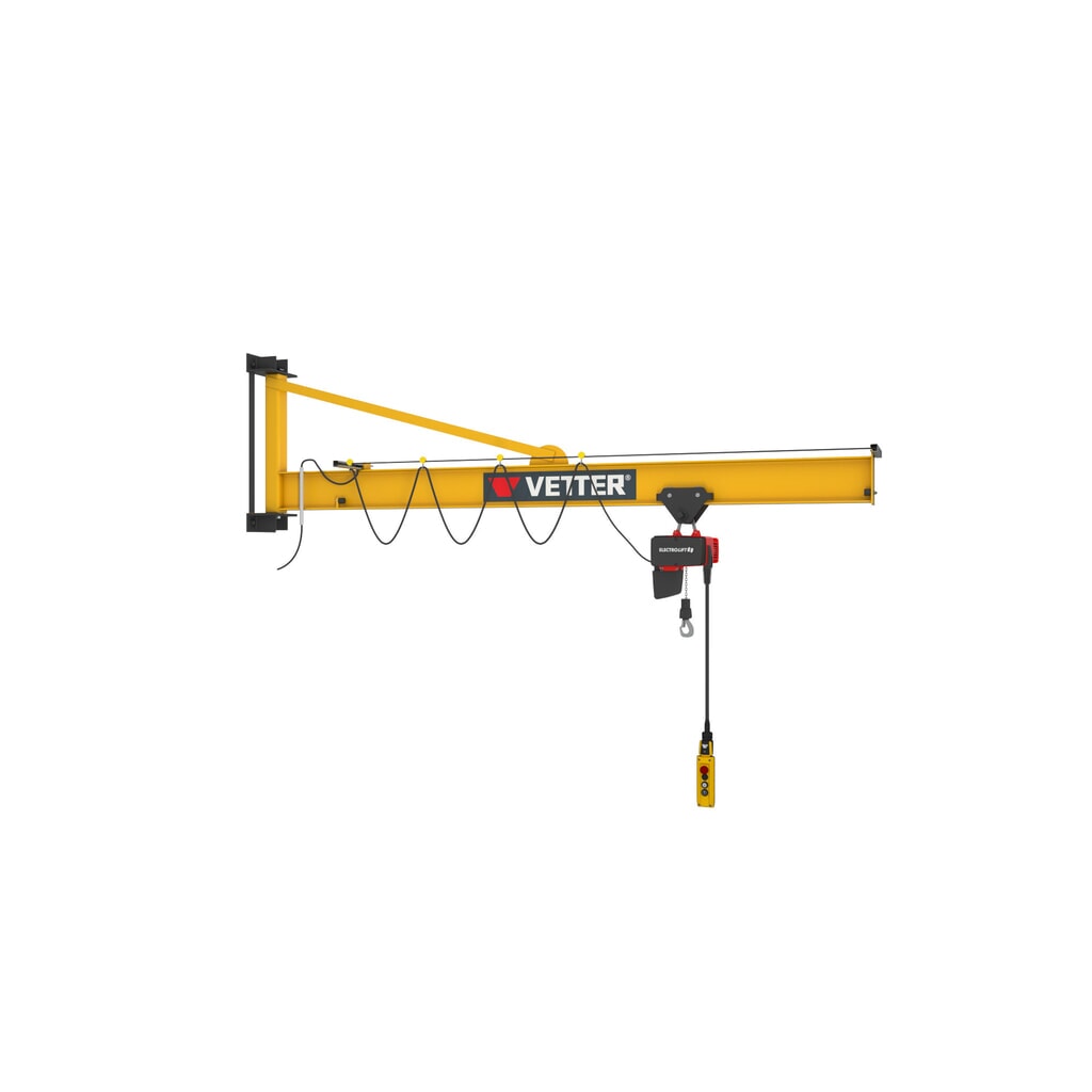 Immagine del prodotto n. 3: Gru orientabile VETTER® incl. paranco elettrico a catena LIFTKET, versione da parete con ancoraggio, sbraccio 3.000 mm, portata 125 kg