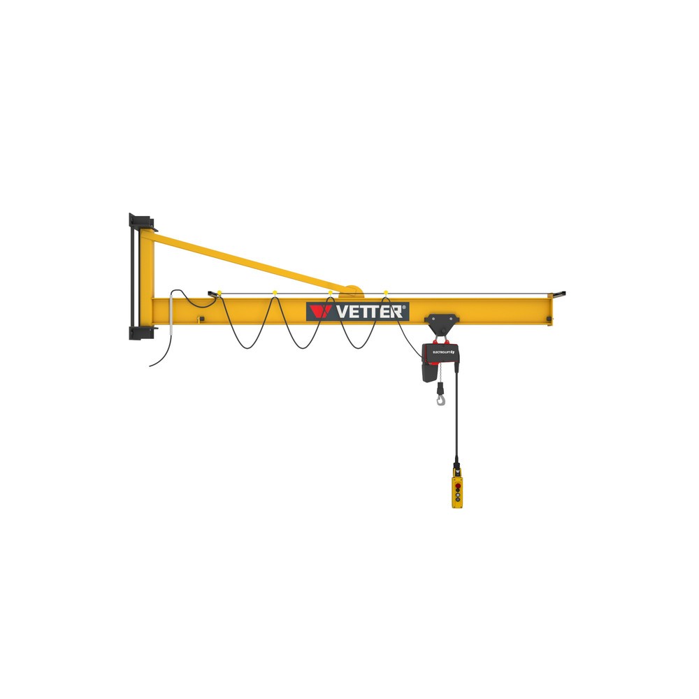 Immagine del prodotto n. 1: Gru orientabile VETTER® incl. paranco elettrico a catena LIFTKET, versione da parete con ancoraggio, sbraccio 3.000 mm, portata 125 kg