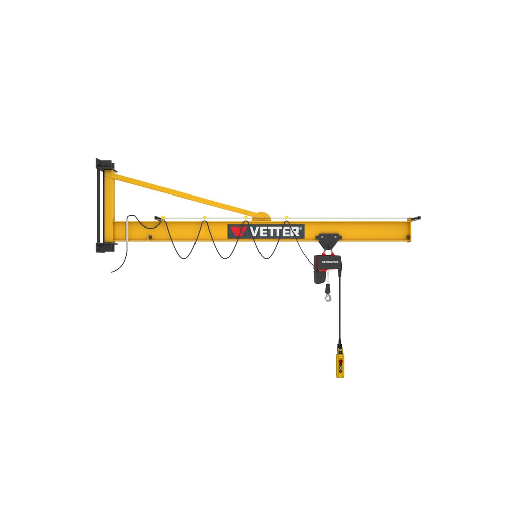 Gru orientabile VETTER® incl. paranco elettrico a catena LIFTKET, versione da parete con ancoraggio, sbraccio 3.000 mm, portata 125 kg Immagine del prodotto n. 1: Gru orientabile VETTER® incl. paranco elettrico a catena LIFTKET, versione da parete con ancoraggio, sbraccio 3.000 mm, portata 125 kg