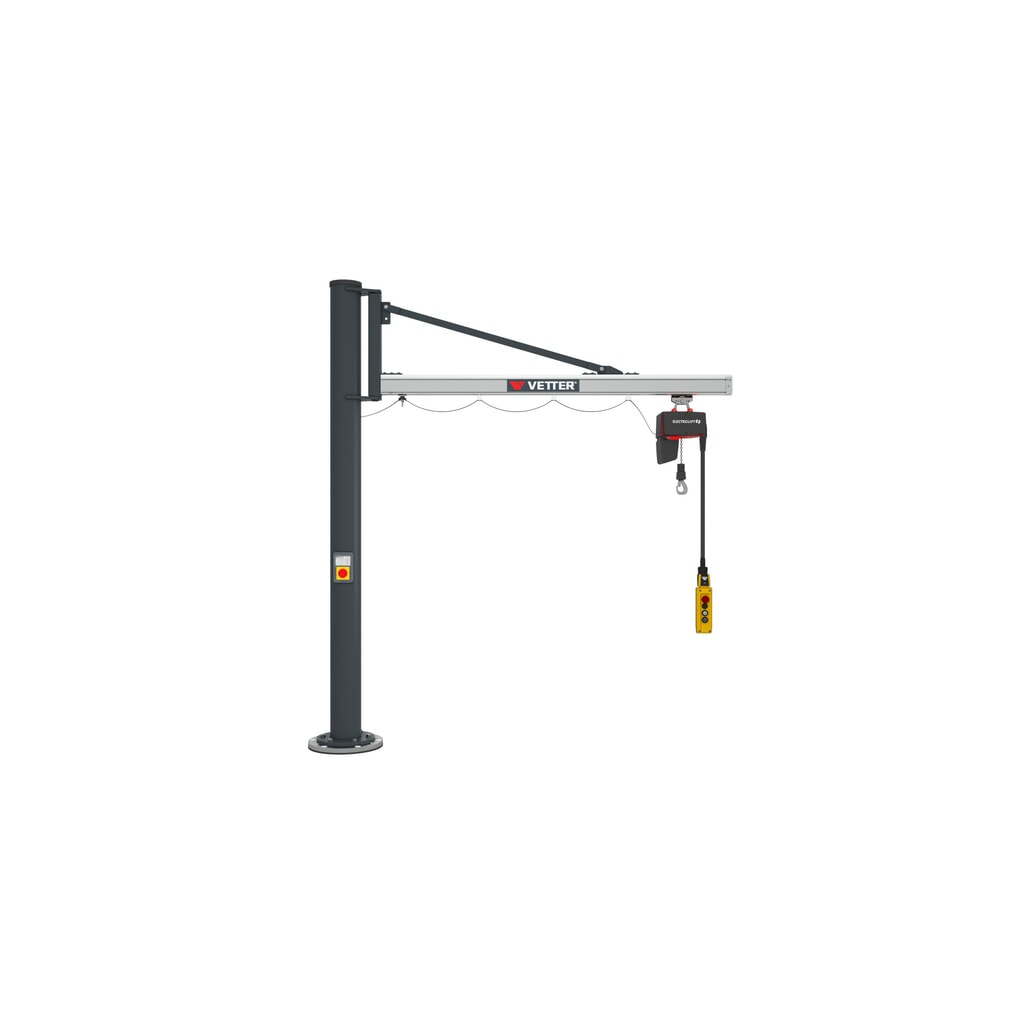 Gru orientabile VETTER® incl. paranco elettrico a catena LIFTKET, versione a colonna, sbraccio 2.900 mm, portata 125 kg Immagine del prodotto n. 1: Gru orientabile VETTER® incl. paranco elettrico a catena LIFTKET, versione a colonna, sbraccio 2.900 mm, portata 125 kg