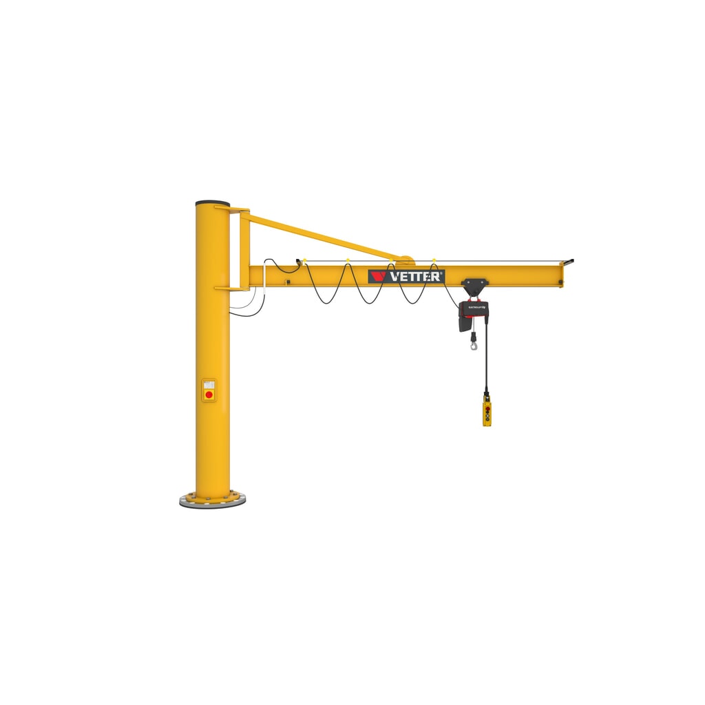 Gru orientabile VETTER® incl. paranco elettrico a catena LIFTKET, versione a colonna con ancoraggio, incl. materiale di fissaggio, sbraccio 3.000 mm, portata 125 kg Immagine del prodotto: Gru orientabile VETTER® incl. paranco elettrico a catena LIFTKET, versione a colonna con ancoraggio, incl. materiale di fissaggio, sbraccio 3.000 mm, portata 125 kg