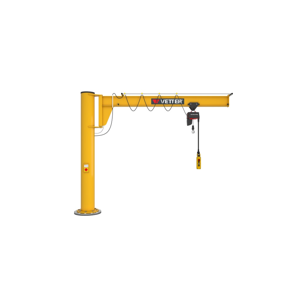 Gru orientabile VETTER® incl. paranco elettrico a catena LIFTKET, versione a colonna, ribassata, incl. materiale di fissaggio, sbraccio 3.000 mm, portata 125 kg Immagine del prodotto n. 1: Gru orientabile VETTER® incl. paranco elettrico a catena LIFTKET, versione a colonna, ribassata, incl. materiale di fissaggio, sbraccio 3.000 mm, portata 125 kg