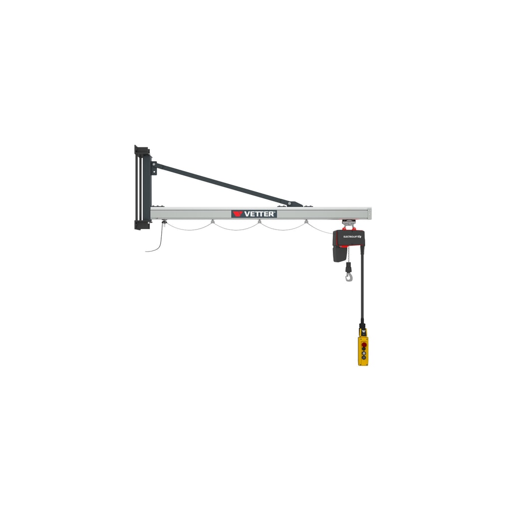 Gru orientabile VETTER® incl. paranco elettrico a catena LIFTKET, versione da parete, sbraccio 1.900 mm, portata 125 kg Immagine del prodotto: Gru orientabile VETTER® incl. paranco elettrico a catena LIFTKET, versione da parete, sbraccio 1.900 mm, portata 125 kg