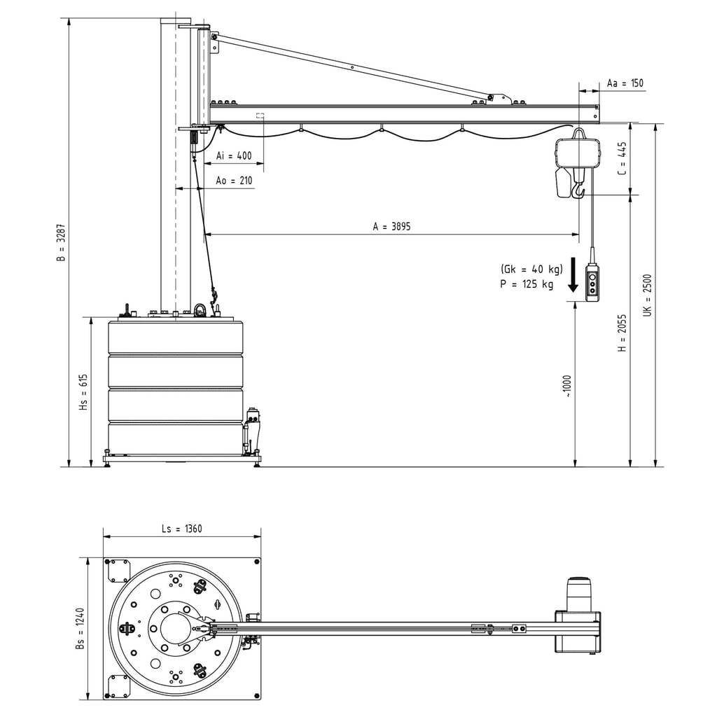 Gru orientabile VETTER® incl. paranco elettrico a catena LIFTKET, raggio di rotazione 270°, sbraccio 3.900 mm, portata 125 kg Immagine del prodotto n. 3: Gru orientabile VETTER® incl. paranco elettrico a catena LIFTKET, raggio di rotazione 270°, sbraccio 3.900 mm, portata 125 kg