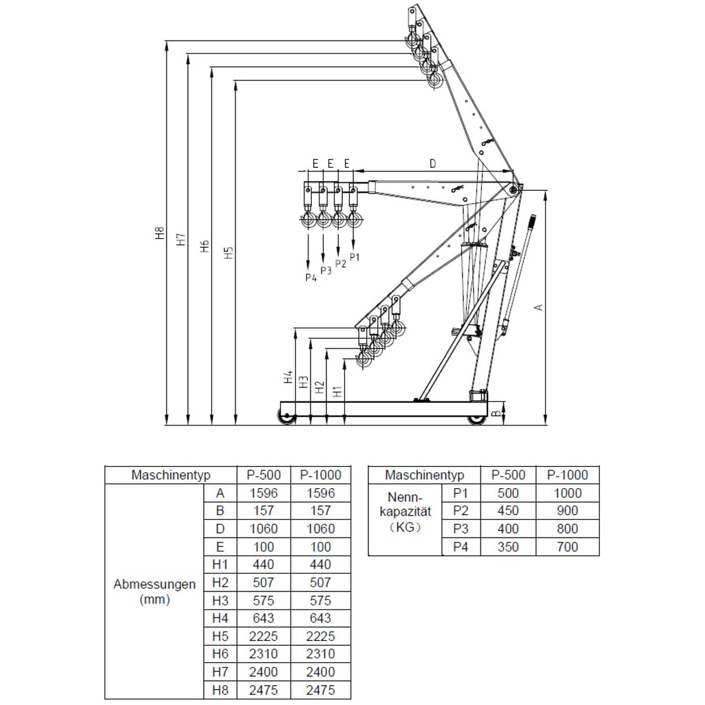Gru parallela Steinbock®, pompa a due vie, portata 500 kg Immagine del prodotto n. 7: Gru parallela Steinbock®, pompa a due vie, portata 500 kg