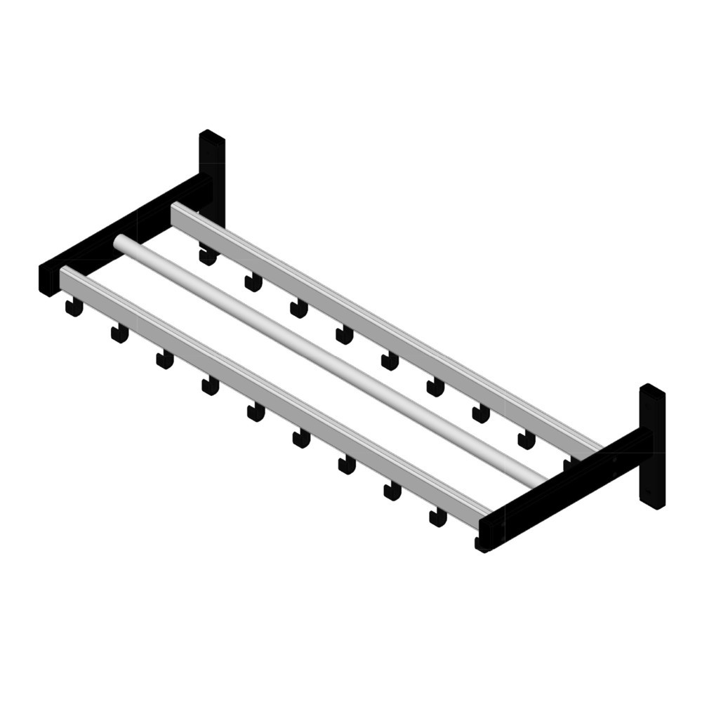Immagine del prodotto n. 3: Guardaroba da parete, da avvitare, 19 ganci, grigio, nero