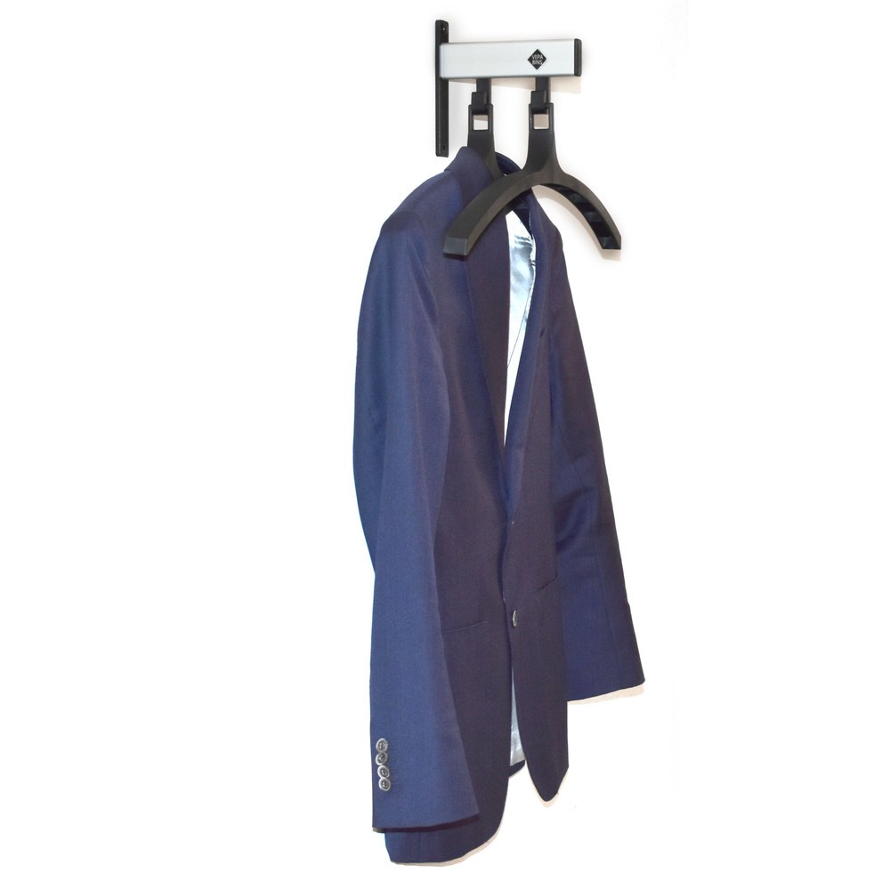 Immagine del prodotto n. 6: Guardaroba da parete, da avvitare, 2 ganci, incluse 2 stampelle, grigio, nero