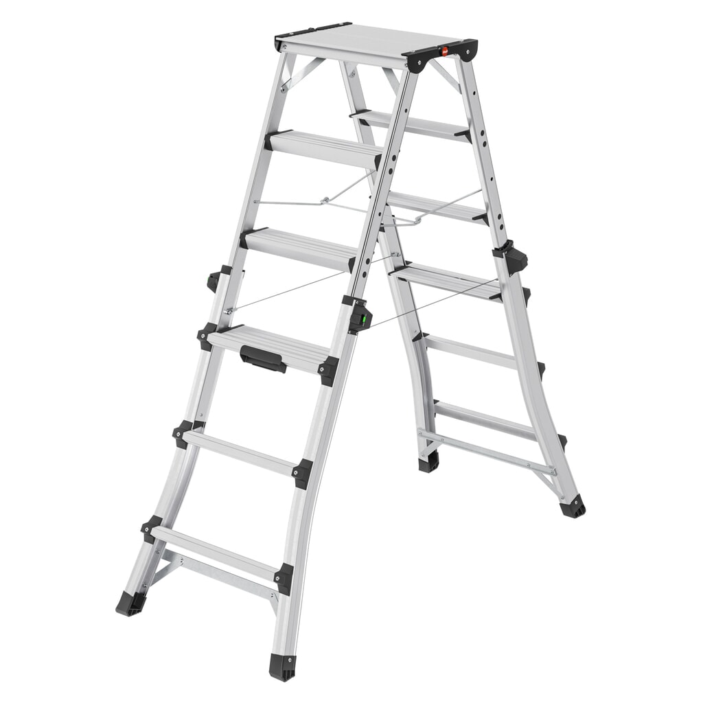 Immagine del prodotto: Hailo D100 TL TopLine, scala telescopica in alluminio a doppio gradino, 2x4 - 2x6 gradini
