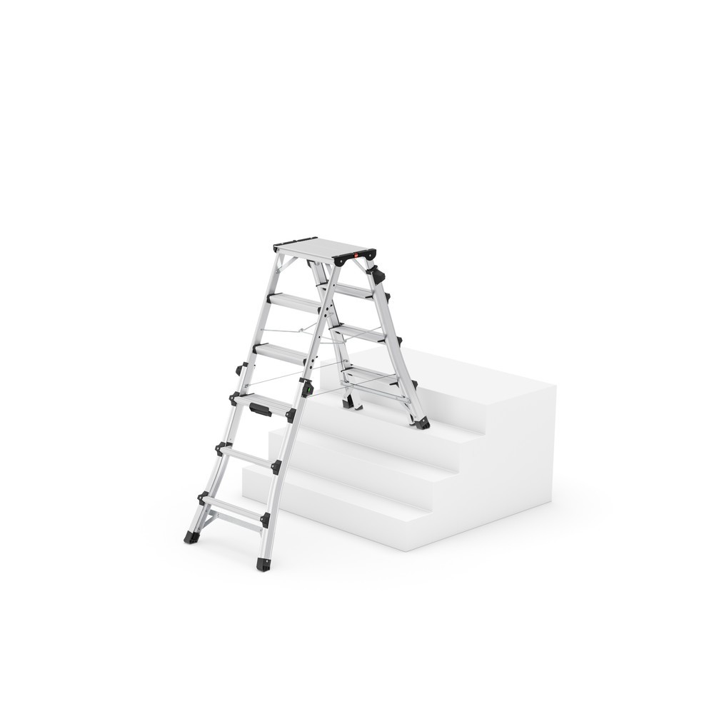 Immagine del prodotto n. 5: Hailo D100 TL TopLine, scala telescopica in alluminio a doppio gradino, 2x4 - 2x6 gradini
