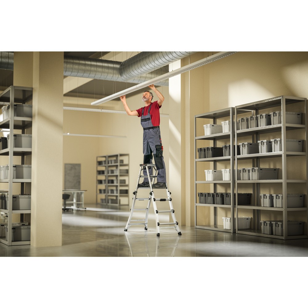 Immagine del prodotto n. 7: Hailo D100 TL TopLine, scala telescopica in alluminio a doppio gradino, 2x4 - 2x6 gradini