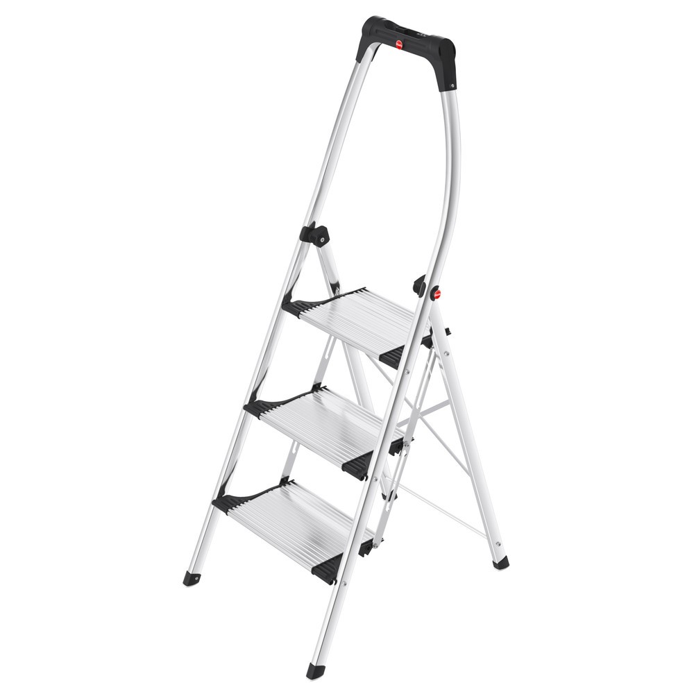 Immagine del prodotto n. 1: Scaletta richiudibile Hailo, altezza piattaforma 730 mm, gradini inclusa piattaforma 3, alluminio con scanalatura antiscivolo