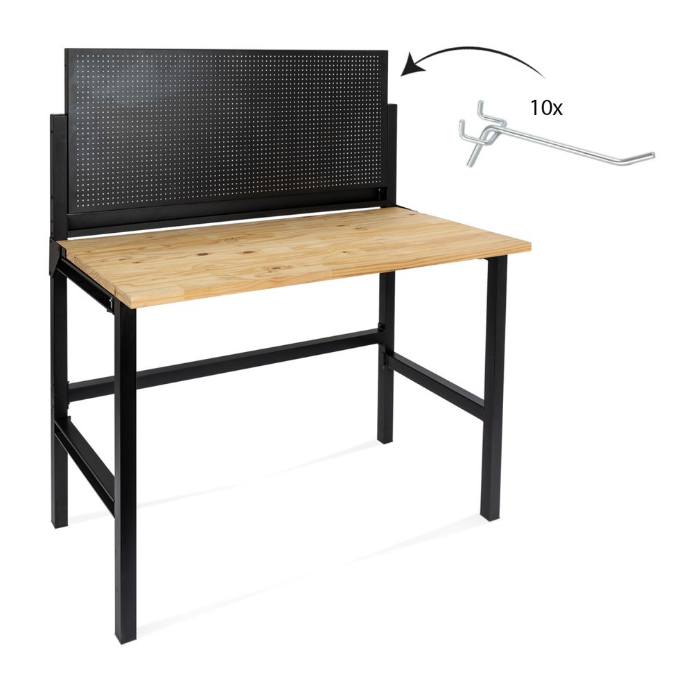 Immagine del prodotto n. 2: HEMMDAL Banco da lavoro, pieghevole, portata 150 kg, parete perforata con 10 ganci
